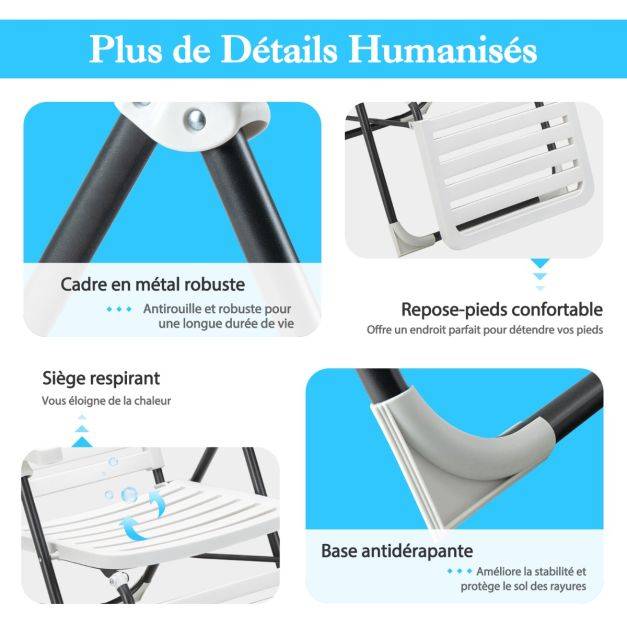 Helloshop26 - Chaise longue inclinable avec dossier réglable à 7 niveaux transat bain de soleil fauteuil de jardin pour piscine plage - Image 5