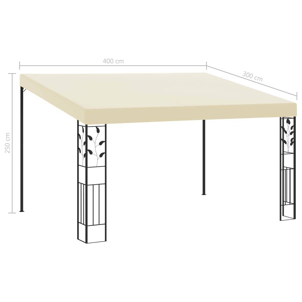 Tonnelle Adossée Acier Abri de Terrasse Toile Imperméable pour Maison Crème 4x3 m – ComfortXL Outdoor Living - Image 6