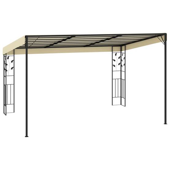 Tonnelle Adossée Acier Abri de Terrasse Toile Imperméable pour Maison Crème 4x3 m – ComfortXL Outdoor Living - Image 3