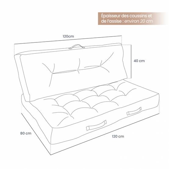 Kit de coussins pour palette capitonnés - Terracotta - Linxor - Image 2
