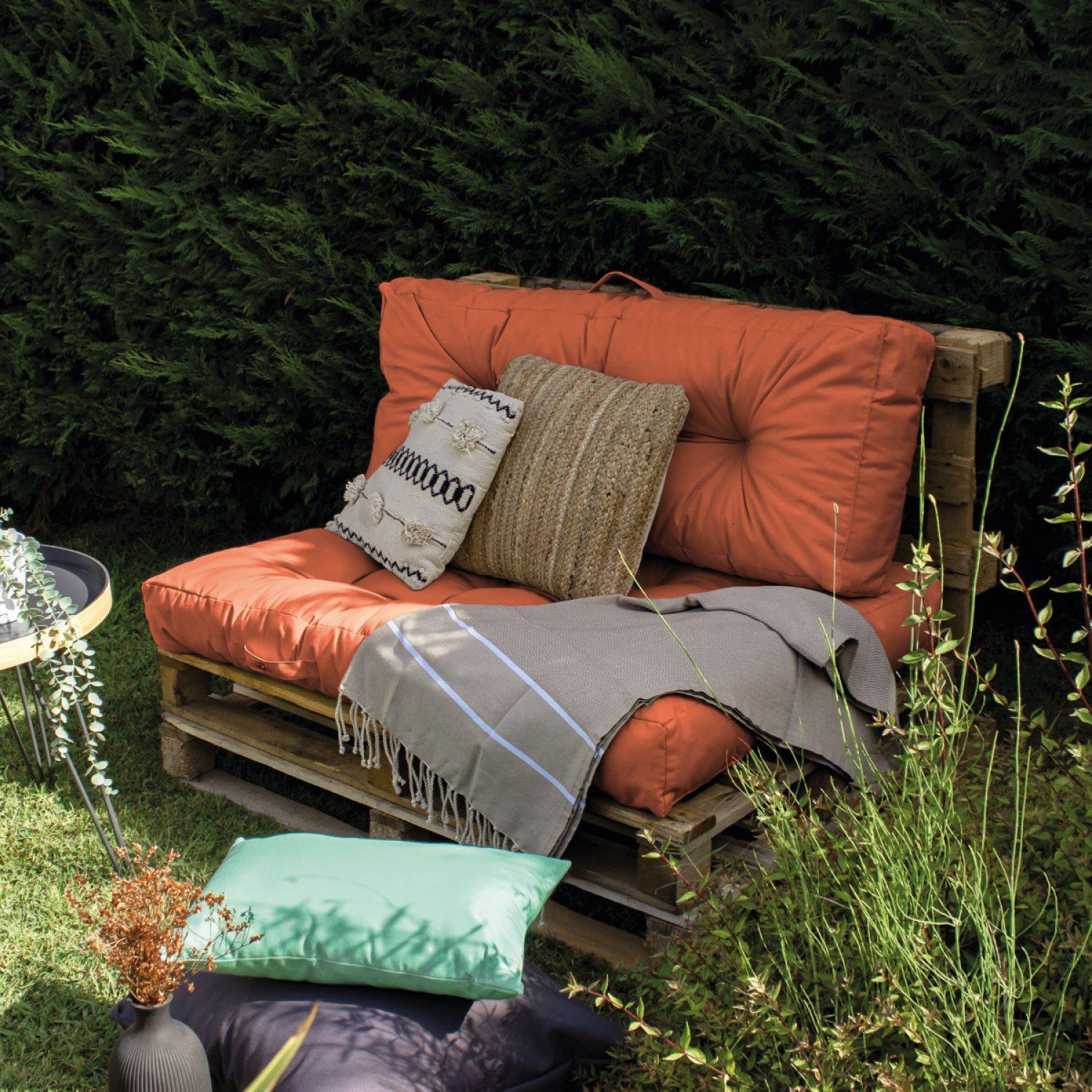 Kit de coussins pour palette capitonnés - Terracotta - Linxor - Image 4
