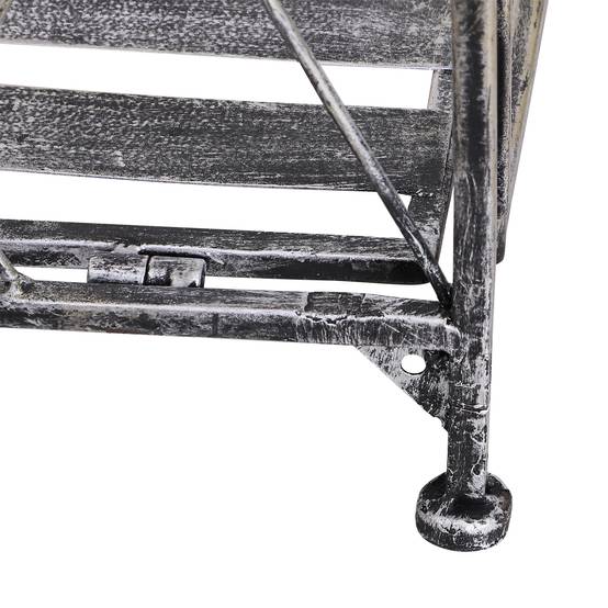 Étagère à fleurs pliable métal balcon jardin 3 niveaux design antique 44x25x96cm gris - ComfortXL Outdoor Living - Image 9