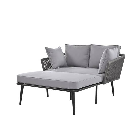 Canapé de jardin gris avec coussins amovibles lavables ensemble mobilier parfait pour balcon jardin et extérieur - Image 9