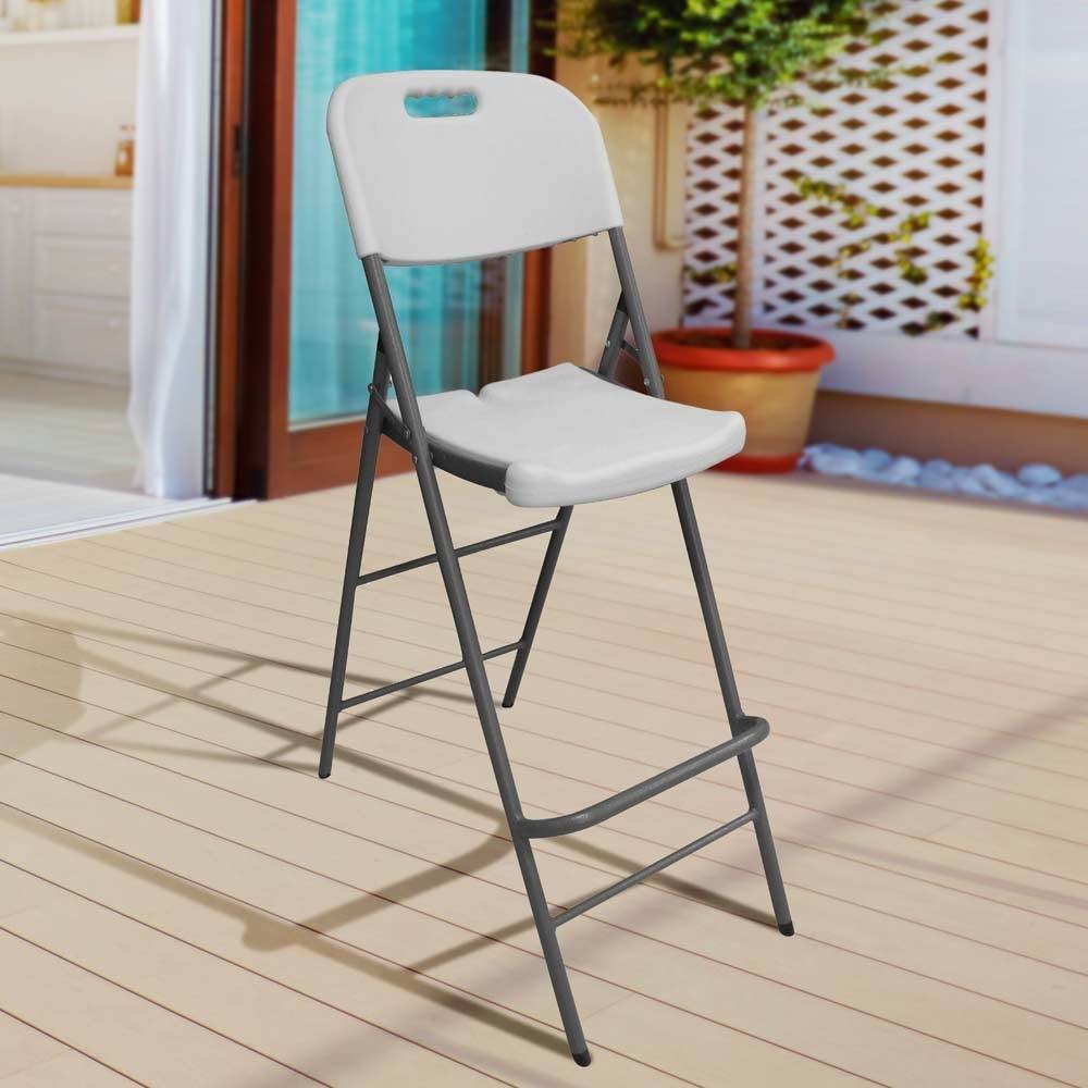 Chaise haute pliante blanche 45 x 79 x 121 cm - Image 2