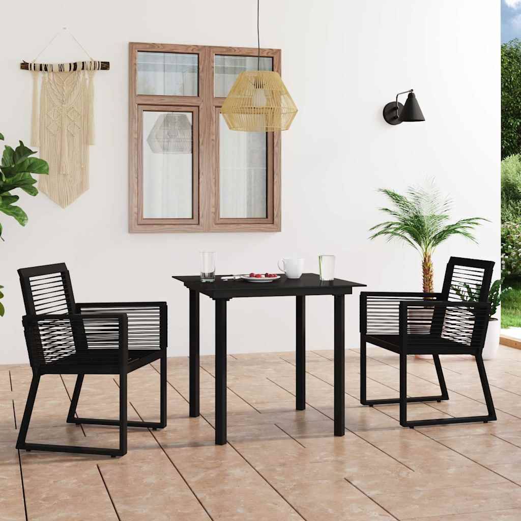 Vidaxl - Ensemble à manger d'extérieur 3 pcs-Salons de jardin Rotin PVC Noir 844592 - Image 1