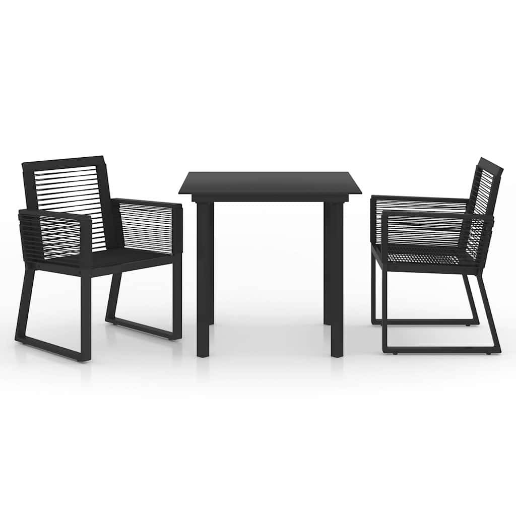 Vidaxl - Ensemble à manger d'extérieur 3 pcs-Salons de jardin Rotin PVC Noir 844592 - Image 2
