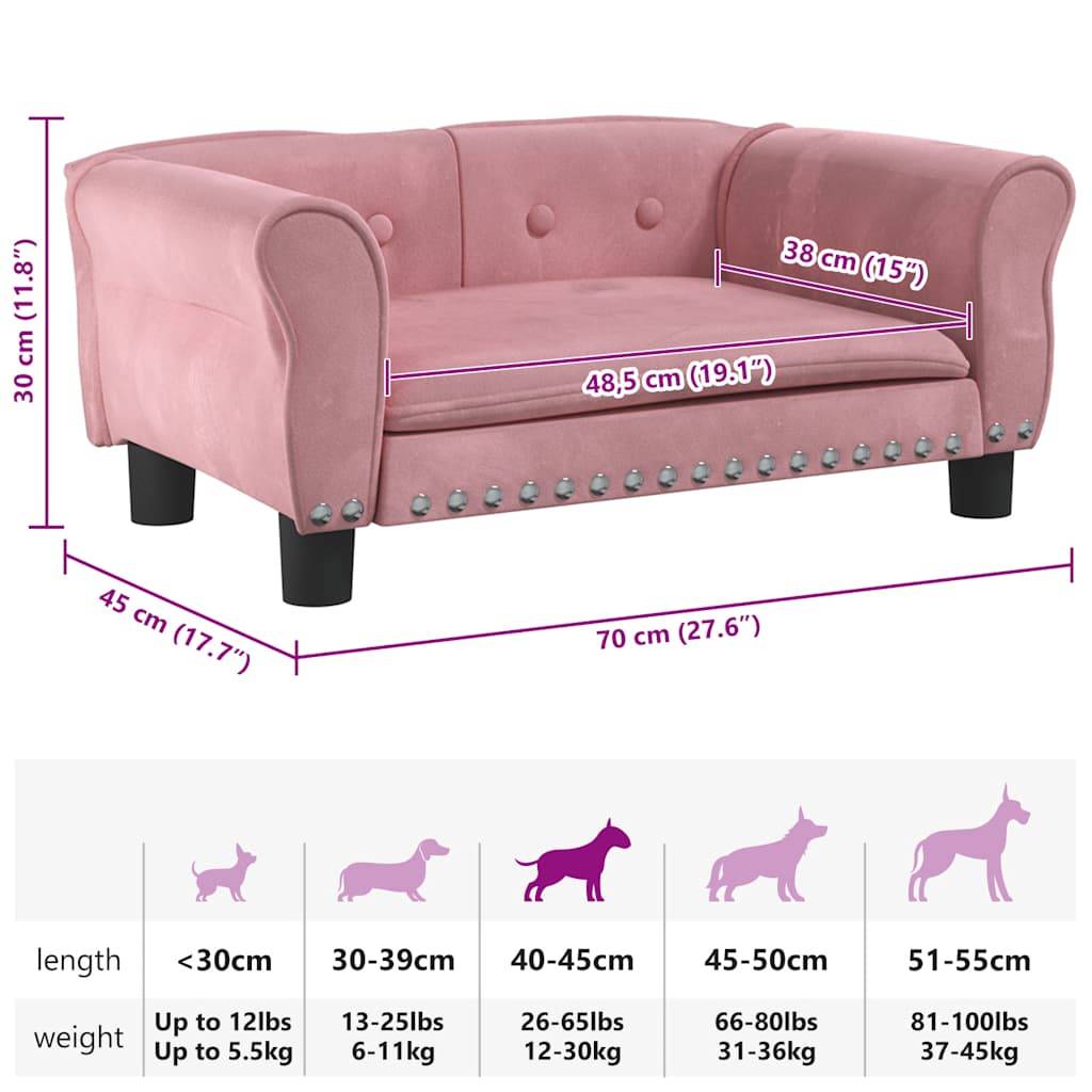 Vidaxl - Lit pour chien rose 70x45x30 cm velours vidaXL 171827 - Image 3