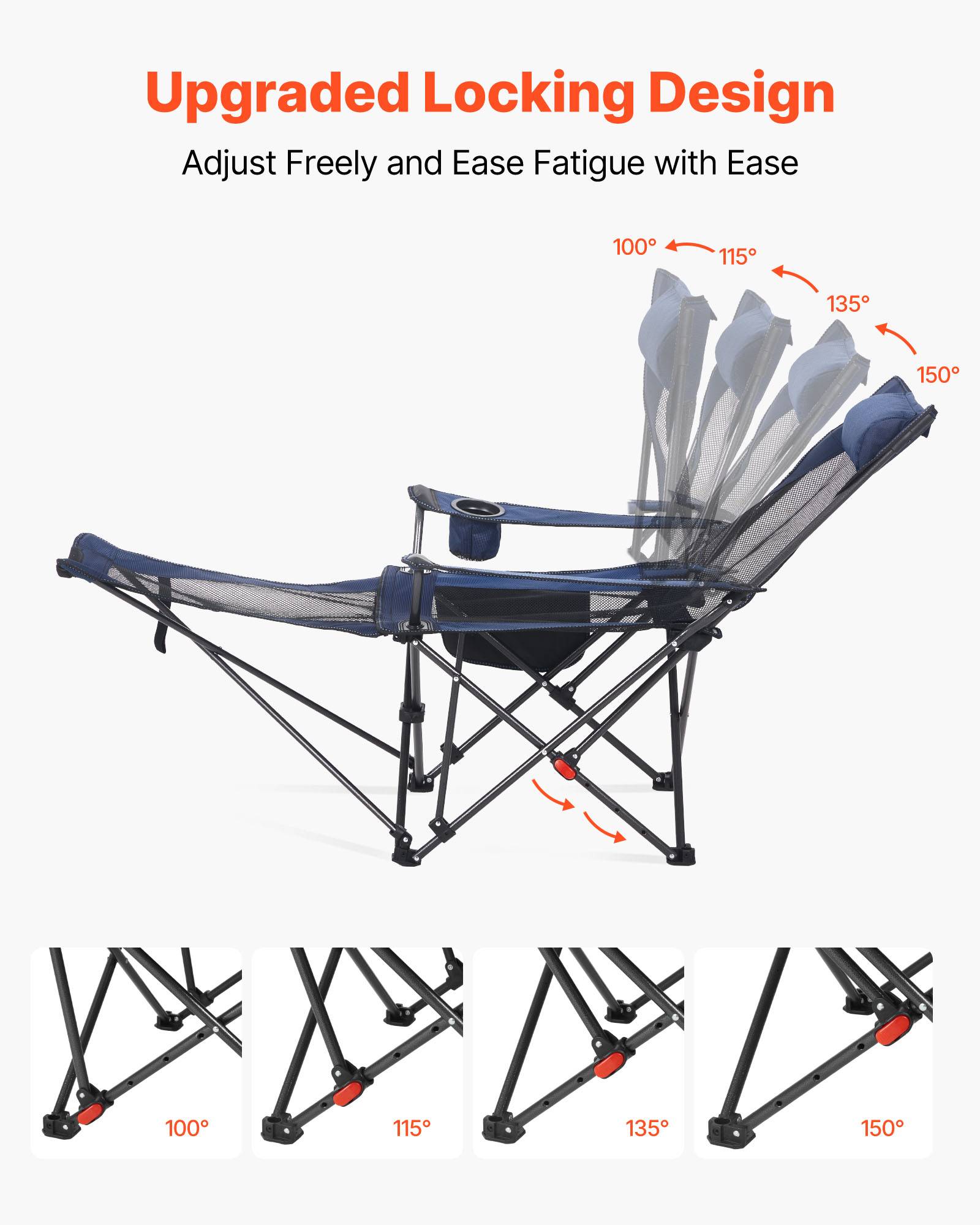 Vevor - VEVOR Chaise Camping Pliante Chaise Longue Inclinable Portable Tissu Maille Bleu - Image 4