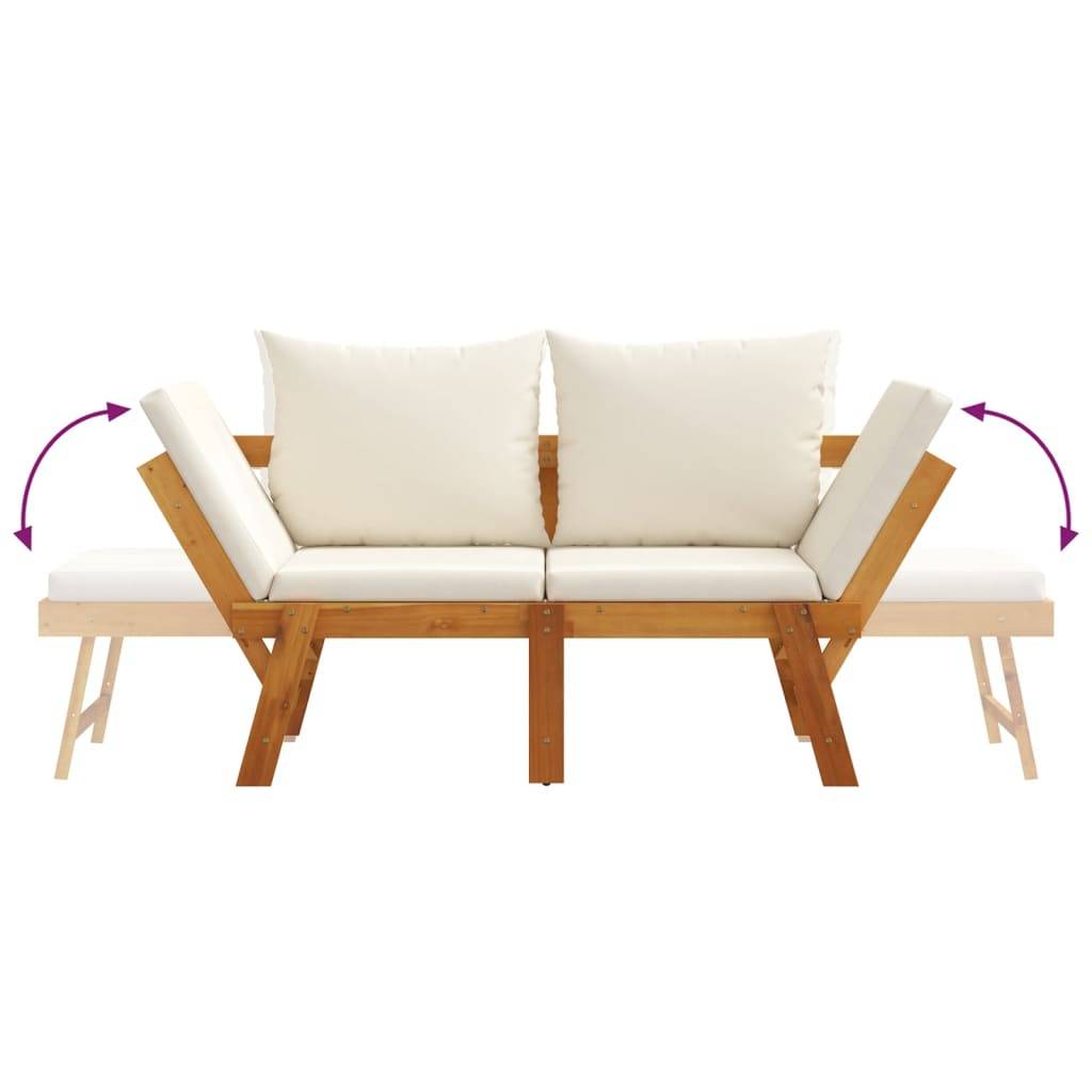 PANGIVO - Banc de jardin bois d'acacia naturel et blanc crème 205 x 74 x 66 cm - PANGIVO - Image 8