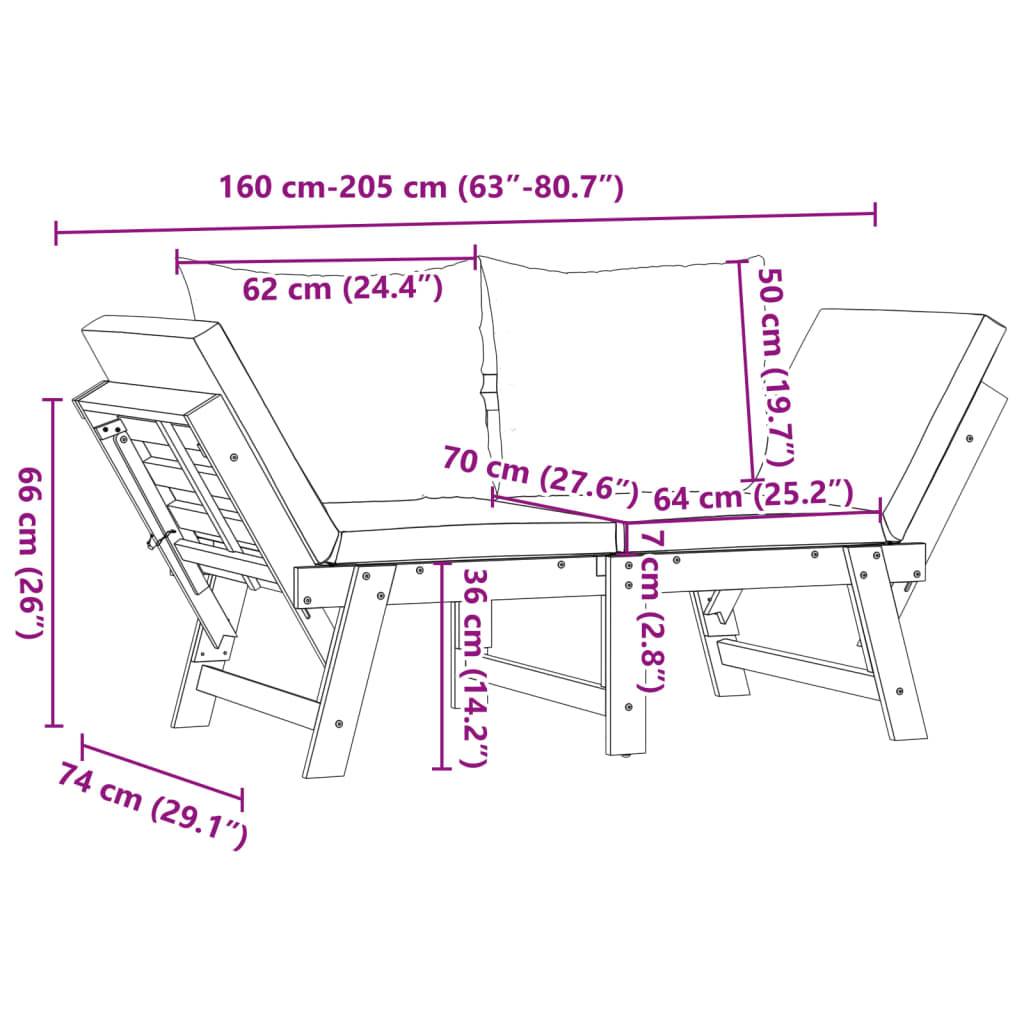 PANGIVO - Banc de jardin bois d'acacia naturel et blanc crème 205 x 74 x 66 cm - PANGIVO - Image 10