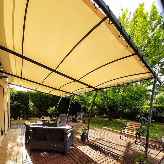 Toile Pergola Ivoire 3x5 m XP640PR - Garantie 10 ans - Bâche Pergola ou Tonnelle étanche en PVC - Made in France TECPLAST - Image 1