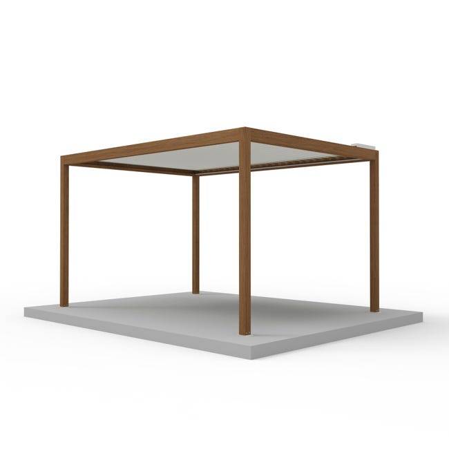 Pergola Bioclimatique Autoportante Motorisée Éclairée Aluminium 4x3 Aspect Bois SV ORIAL France - Image 5