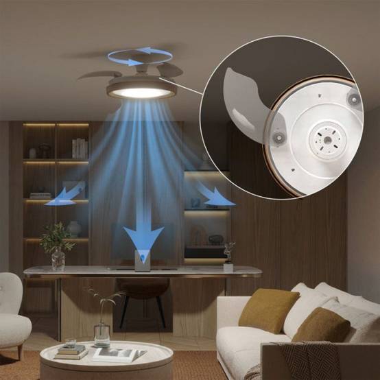 Philips - Ventilateur de Plafond - Plafonnier - Philips - Bliss - Pales rétractables - Diametre 106 cm -Bois - LED intégrée + télécommande - Image 3