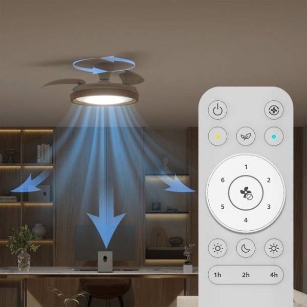 Philips - Ventilateur de Plafond - Plafonnier - Philips - Bliss - Pales rétractables - Diametre 106 cm -Bois - LED intégrée + télécommande - Image 4