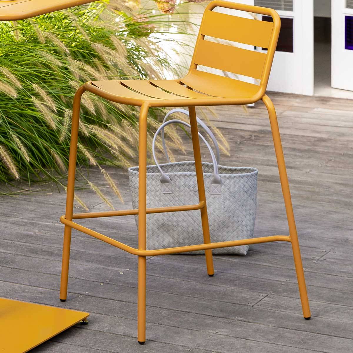 Hesperide - Chaise de bar empilable "Phuket" ocre en acier traité époxy Hespéride - Image 2