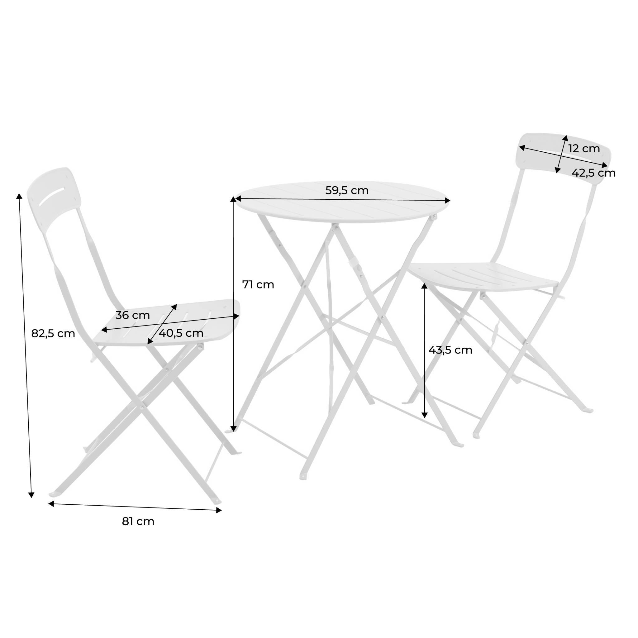 sweeek - Table de jardin bistrot pliante ronde acier + 2 assises rose - Balconea | sweeek - Image 4