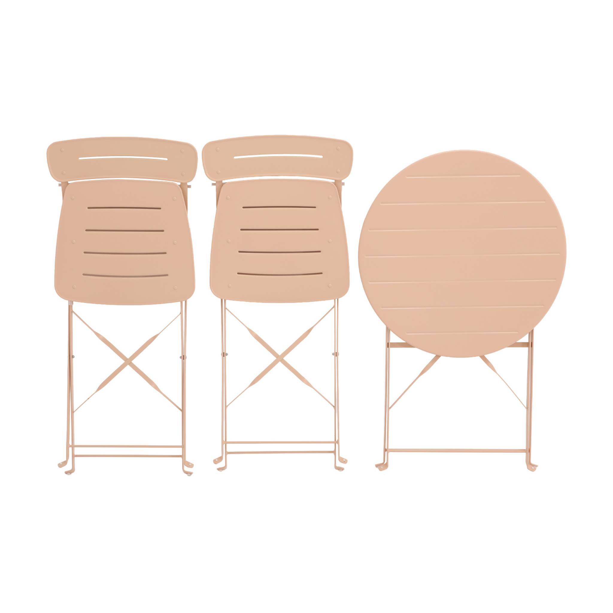 sweeek - Table de jardin bistrot pliante ronde acier + 2 assises rose - Balconea | sweeek - Image 7
