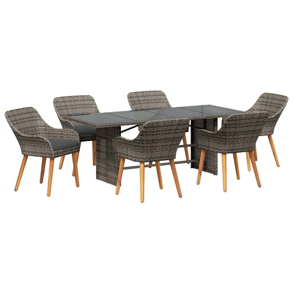 ComfortXL - Table et chaises de jardin 7 pcs en polyrotin pour repas en extérieur Gris – ComfortXL Outdoor Living - Image 2