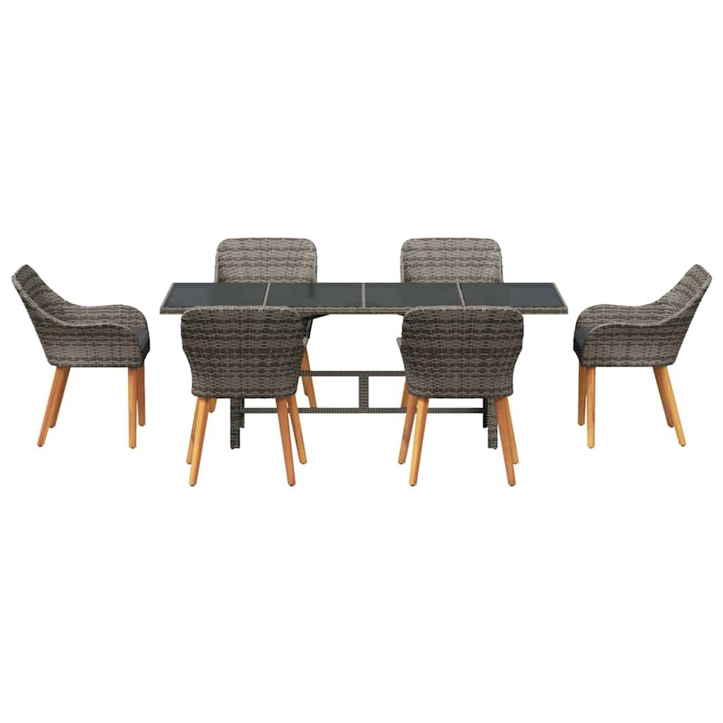 ComfortXL - Table et chaises de jardin 7 pcs en polyrotin pour repas en extérieur Gris – ComfortXL Outdoor Living - Image 7