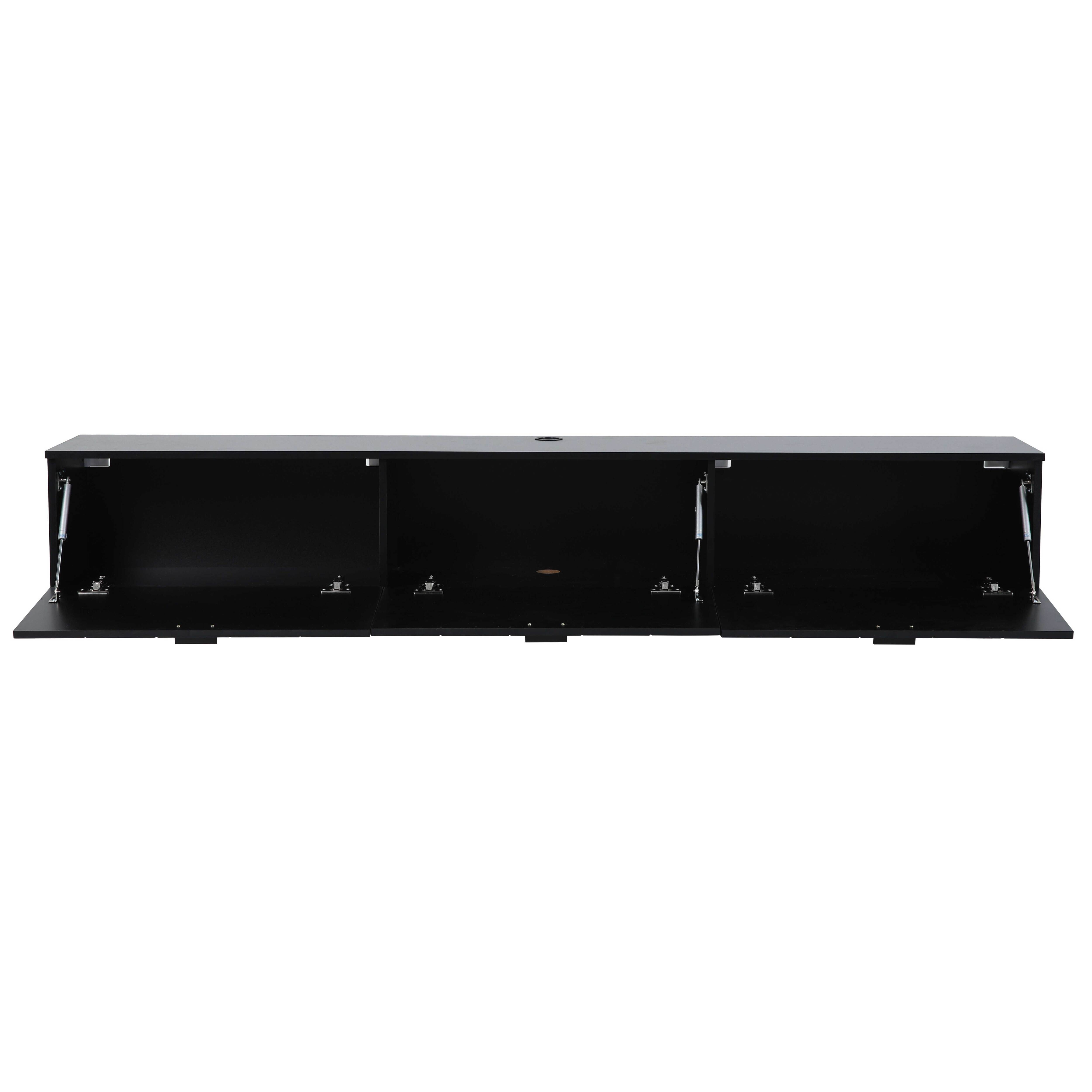 Oviala - Meuble TV suspendu 200 cm moderne noir Holly - Oviala - Image 5