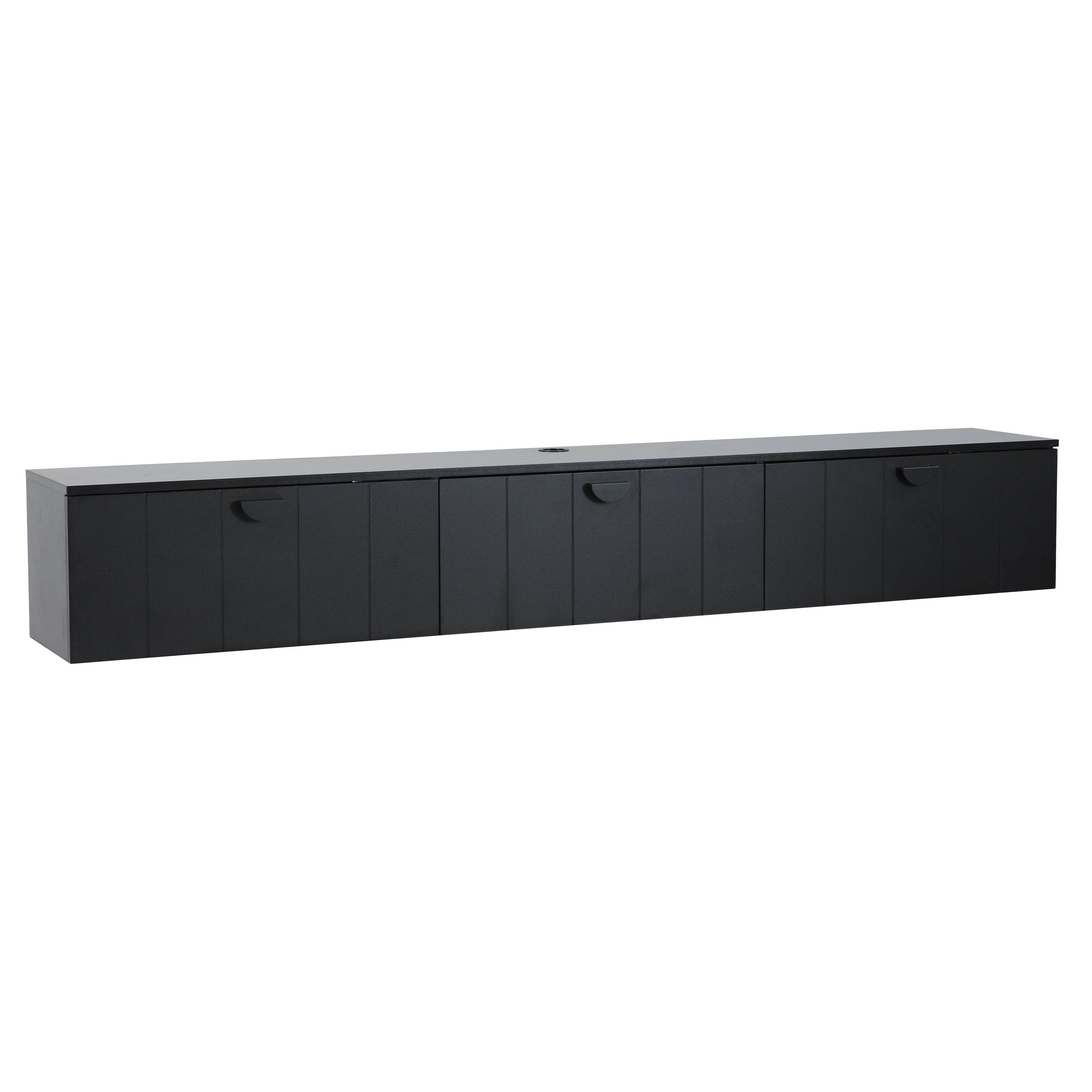 Oviala - Meuble TV suspendu 200 cm moderne noir Holly - Oviala - Image 1
