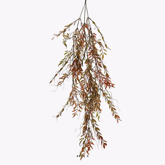 Chute de feuilles de thé artificielles L85 cm vert-rouge - Image 1