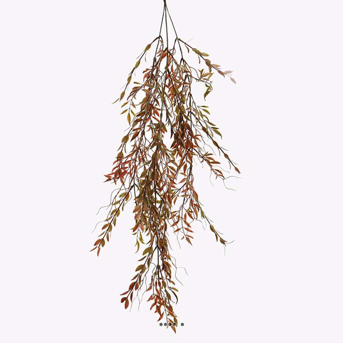 Chute de feuilles de thé artificielles L85 cm vert-rouge - Image 2