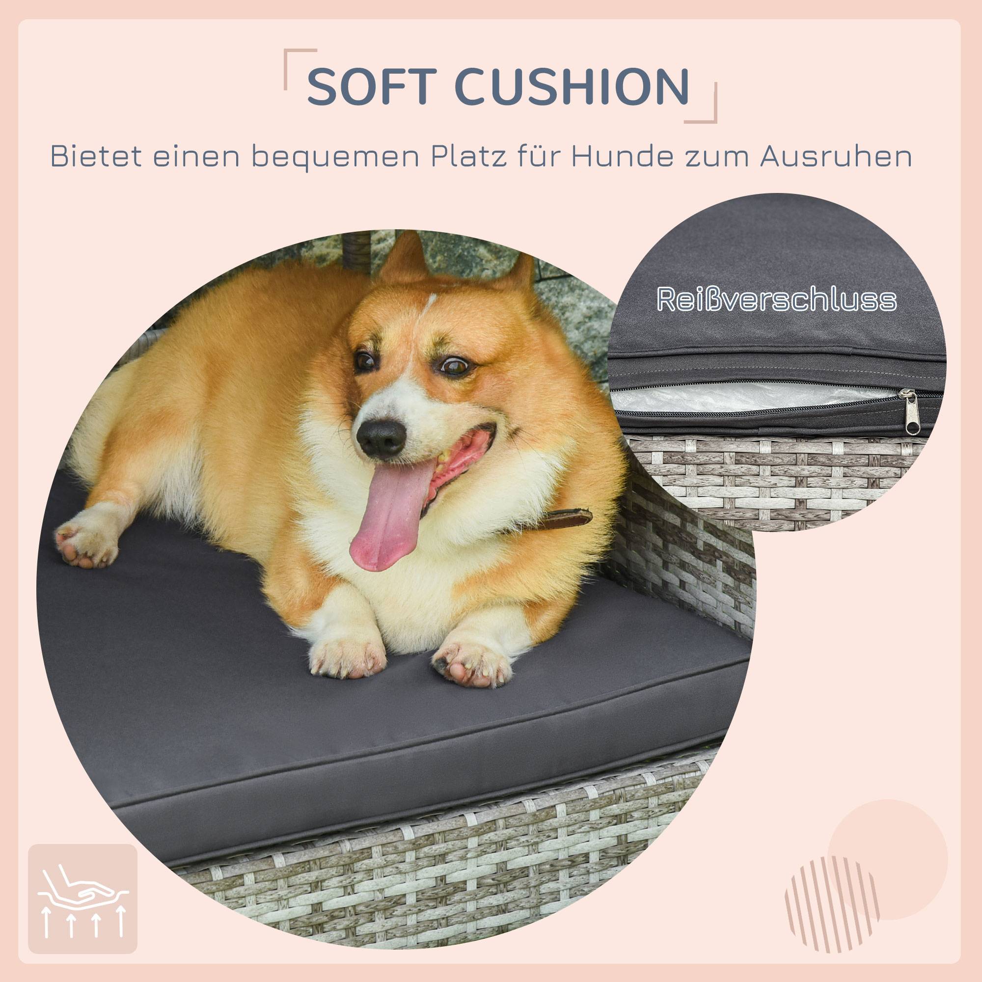 Niche pour chien résine tressée gris 98 x 69 x 73 cm - PANGIVO - Image 10