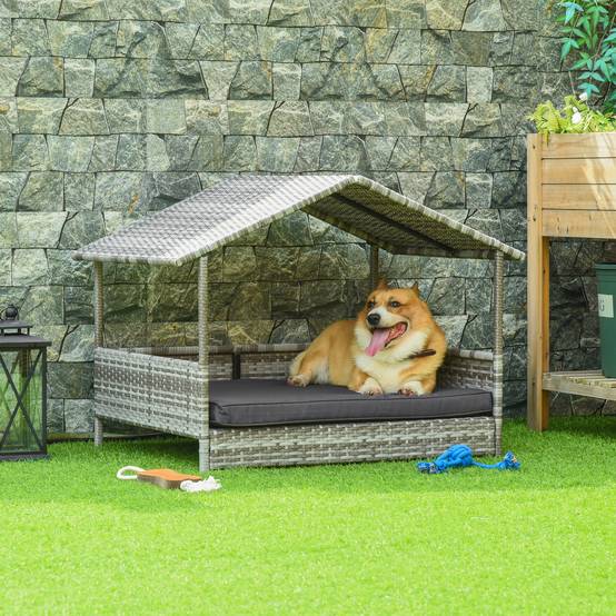 Niche pour chien résine tressée gris 98 x 69 x 73 cm - PANGIVO - Image 3