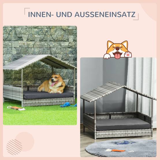 Niche pour chien résine tressée gris 98 x 69 x 73 cm - PANGIVO - Image 6