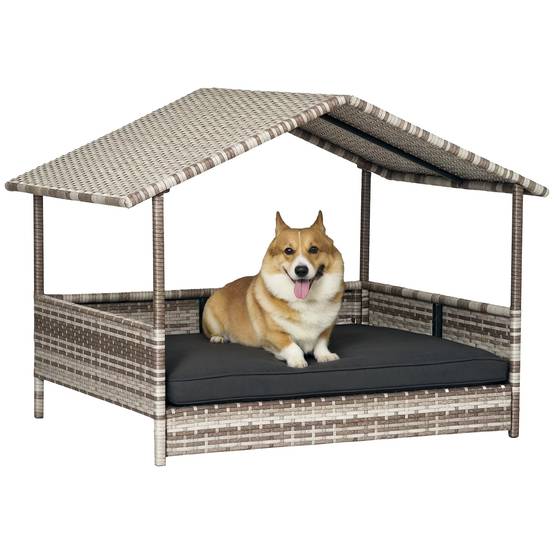 Niche pour chien résine tressée gris 98 x 69 x 73 cm - PANGIVO - Image 1