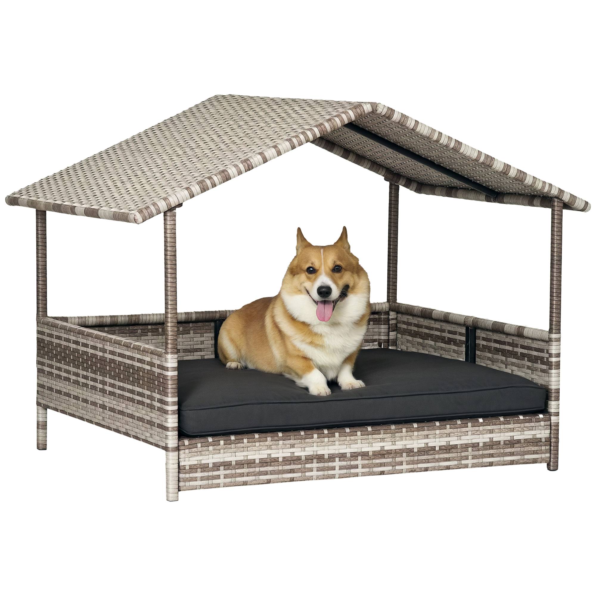 Niche pour chien résine tressée gris 98 x 69 x 73 cm - PANGIVO - Image 1