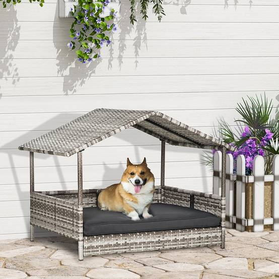 Niche pour chien résine tressée gris 98 x 69 x 73 cm - PANGIVO - Image 4