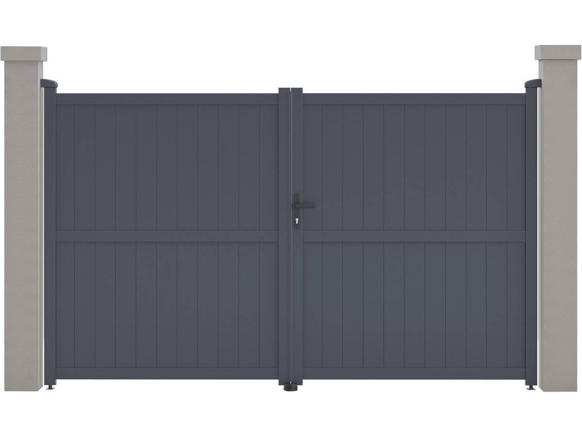 Portail Aluminium "maurice" - 299.5 X 180.9 Cm - Gris -habitat Et Jardin