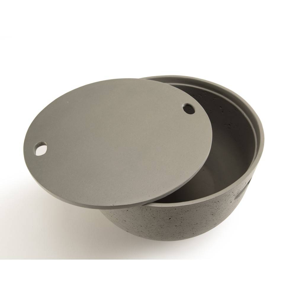 Macabane - HECTOR - Table basse de jardin ronde 58x58 cm béton gris - Image 3