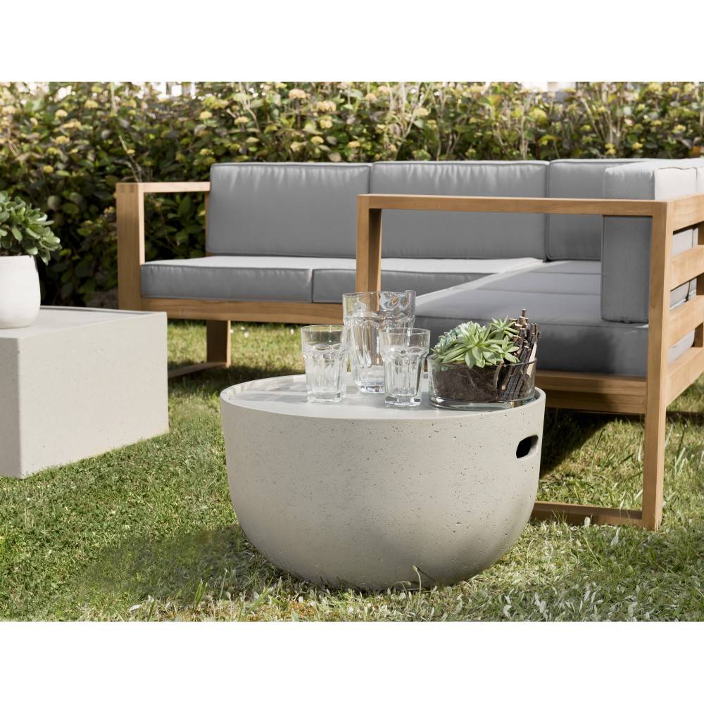 Macabane - HECTOR - Table basse de jardin ronde 58x58 cm béton gris - Image 2