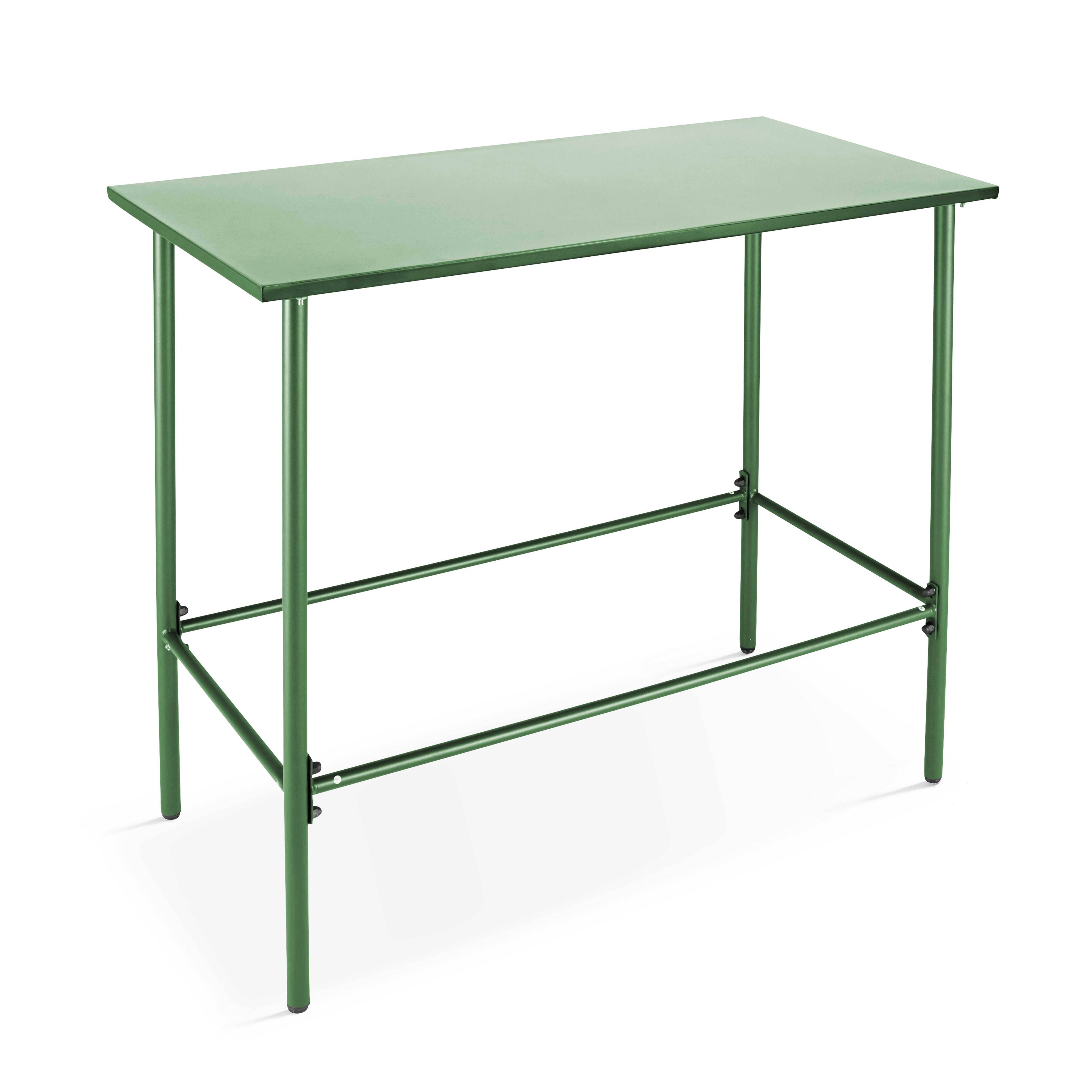 Oviala - Table haute de jardin en métal vert cactus 120 cm Palavas - Oviala - Image 2