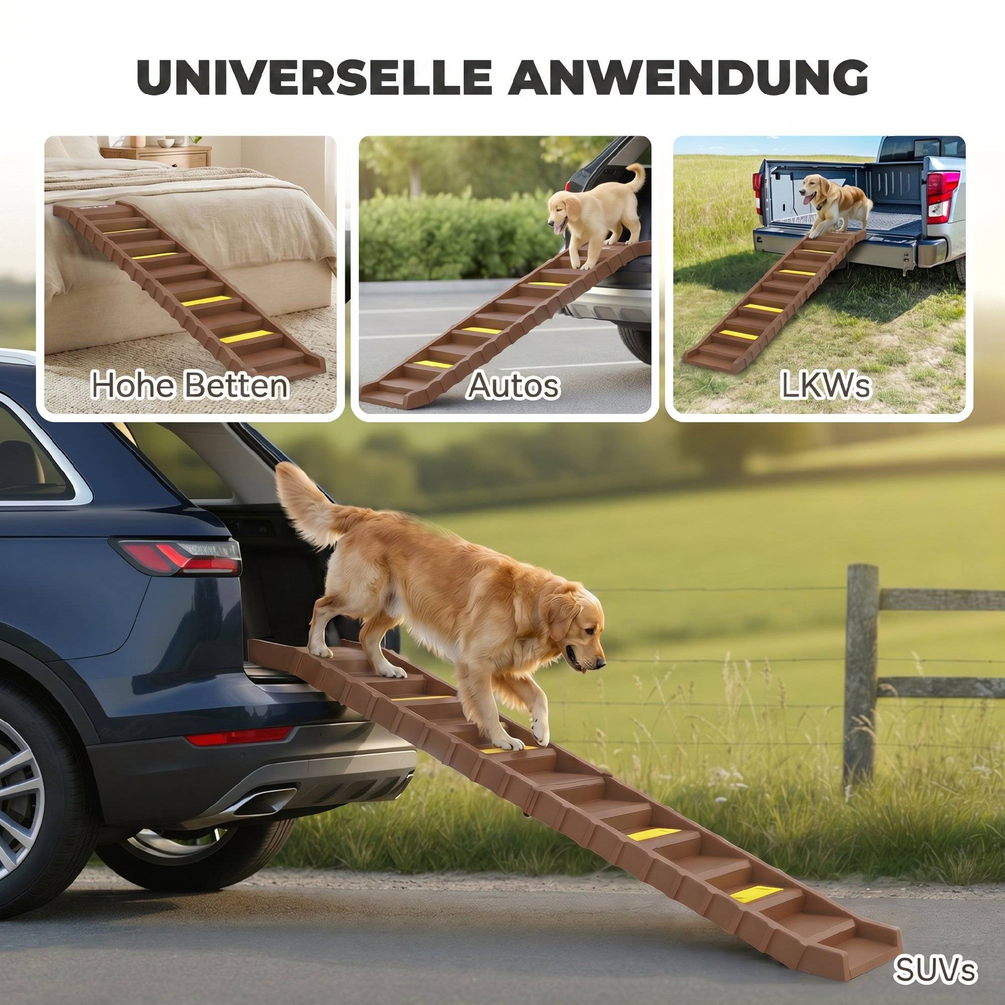 Sans Marque - Rampe auto pliable, 10 marches, chien moyen -68kg, 154x40cm - Image 9