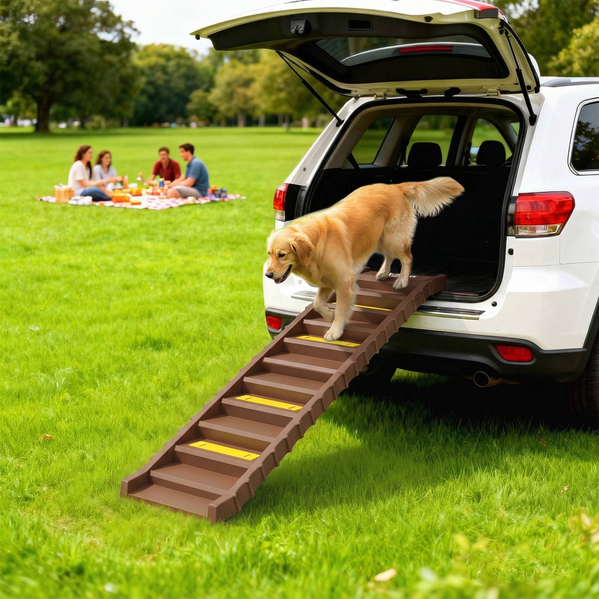 Sans Marque - Rampe auto pliable, 10 marches, chien moyen -68kg, 154x40cm - Image 4