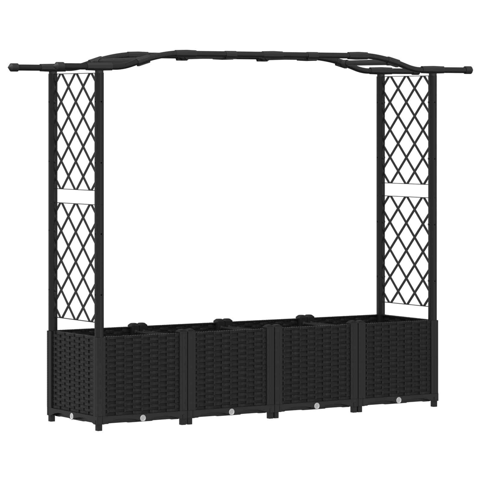 ComfortXL - Grand potager surélevé PP extérieur toit courbé treillis 204x40x138cm noir - ComfortXL Outdoor Living - Image 2