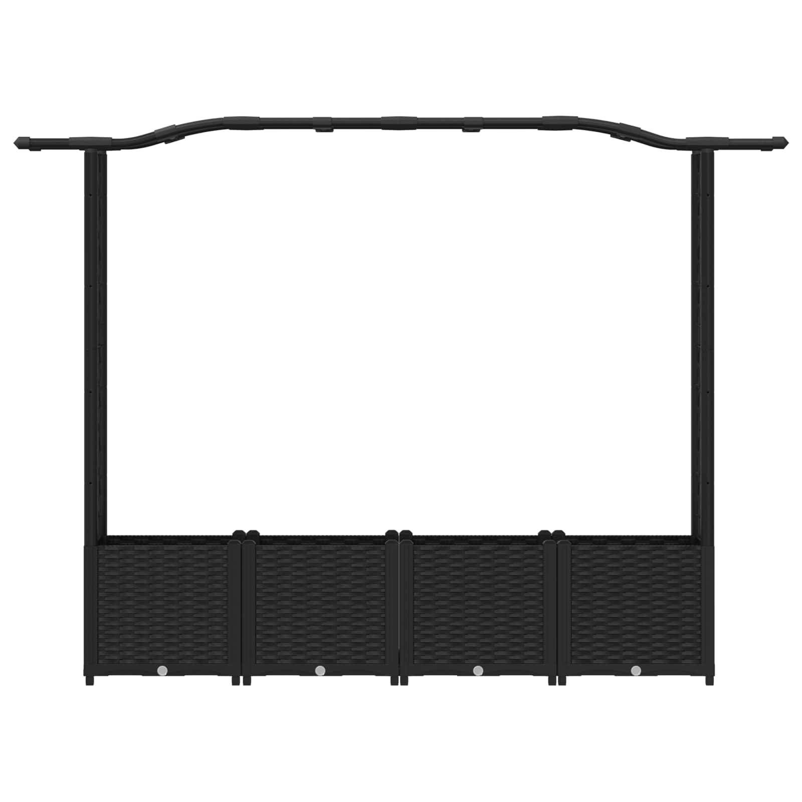 ComfortXL - Grand potager surélevé PP extérieur toit courbé treillis 204x40x138cm noir - ComfortXL Outdoor Living - Image 4