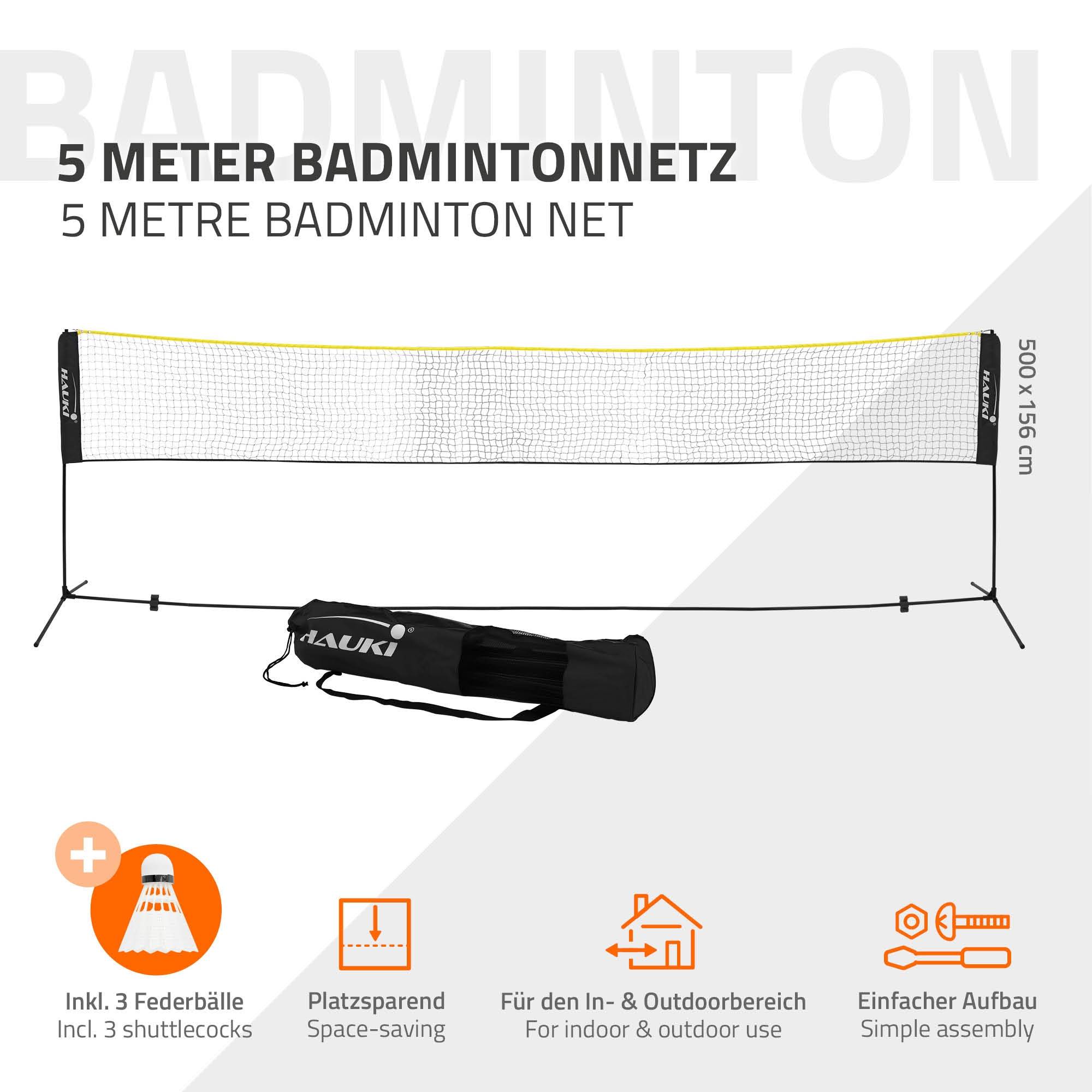 Filet de badminton 5m filet de volley-ball/tennis noir portable hauteur 155 cm - Image 2