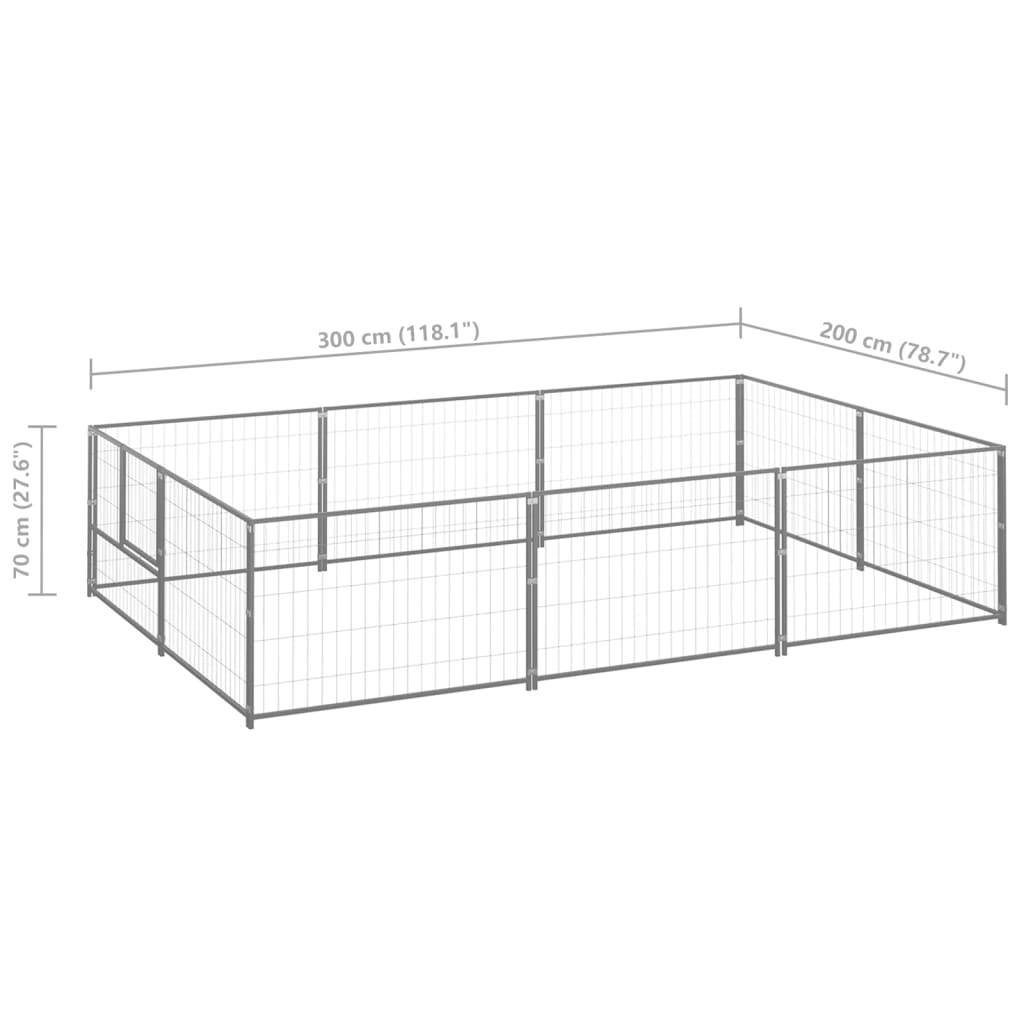 Helloshop26 - Chenil extérieur cage enclos parc animaux chien argenté 6 m² acier - Image 2