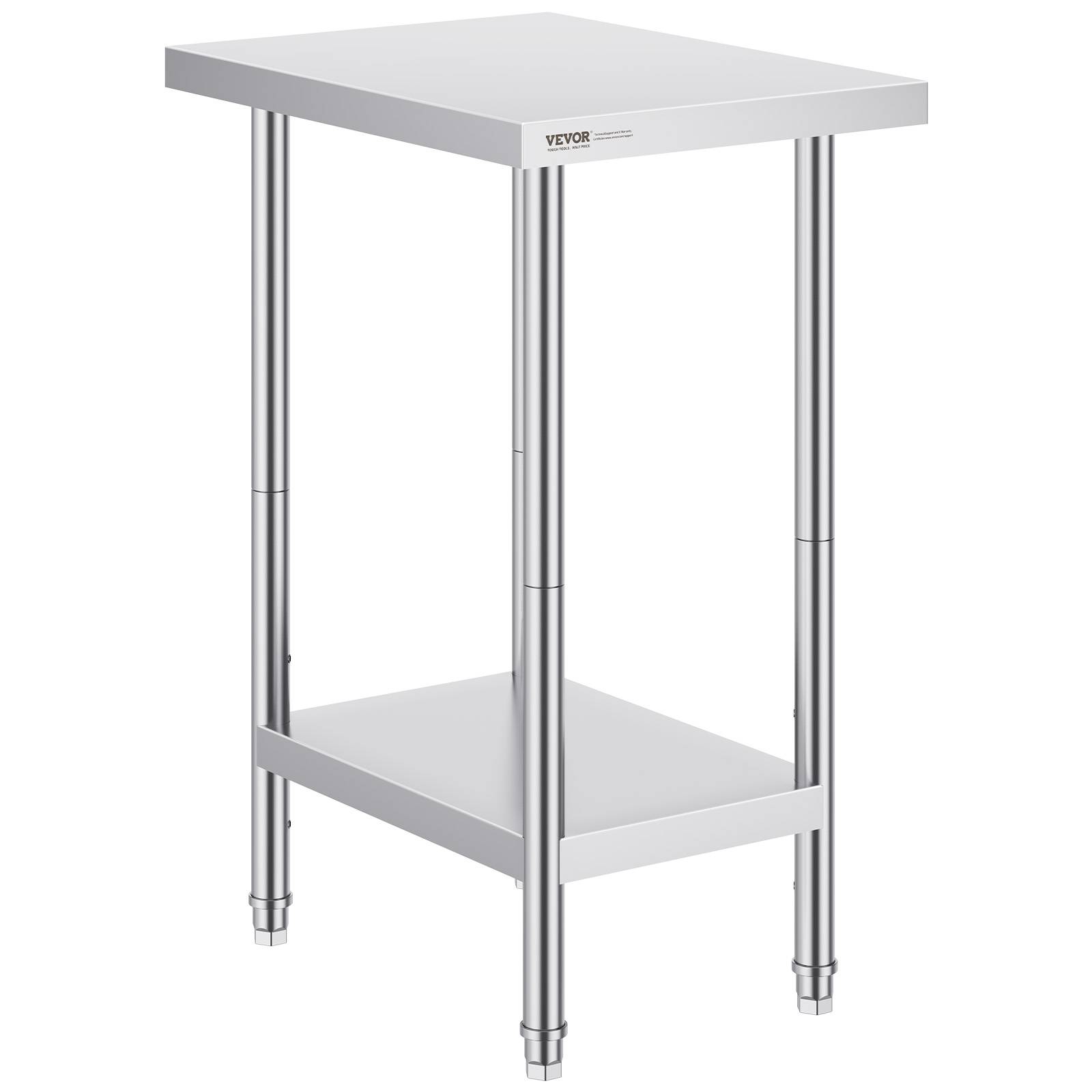 Vevor - VEVOR Table de travail inox 61x46x86cm. Charge 290 kg, 3 hauteurs réglables. Pour cuisine, restaurant. - Image 1