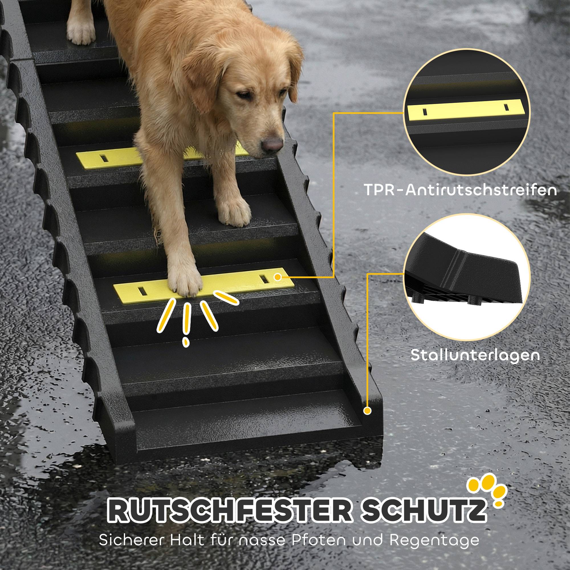 Rampe chien pliable, voiture/SUV, antidérapante, grands animaux jusqu'à 25 kg, 154x40cm, noir - Image 7