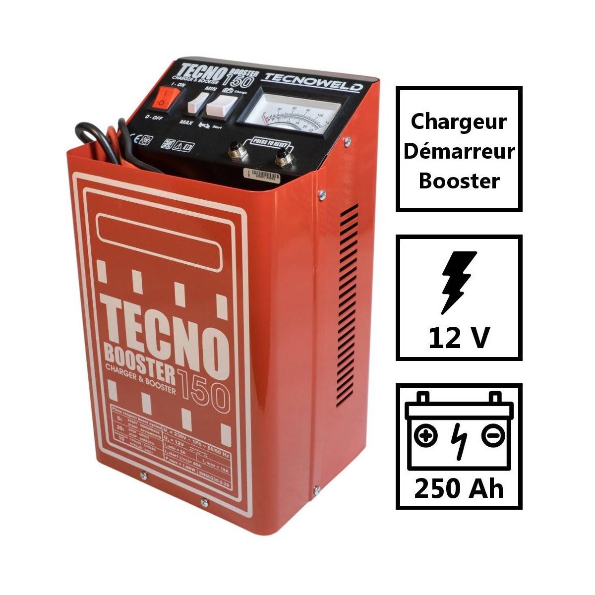 Chargeur démarreur 1900W Batterie 25/ 250A -10/270Ah Portable TECNOBOOSTER TECNOWELD - Image 2