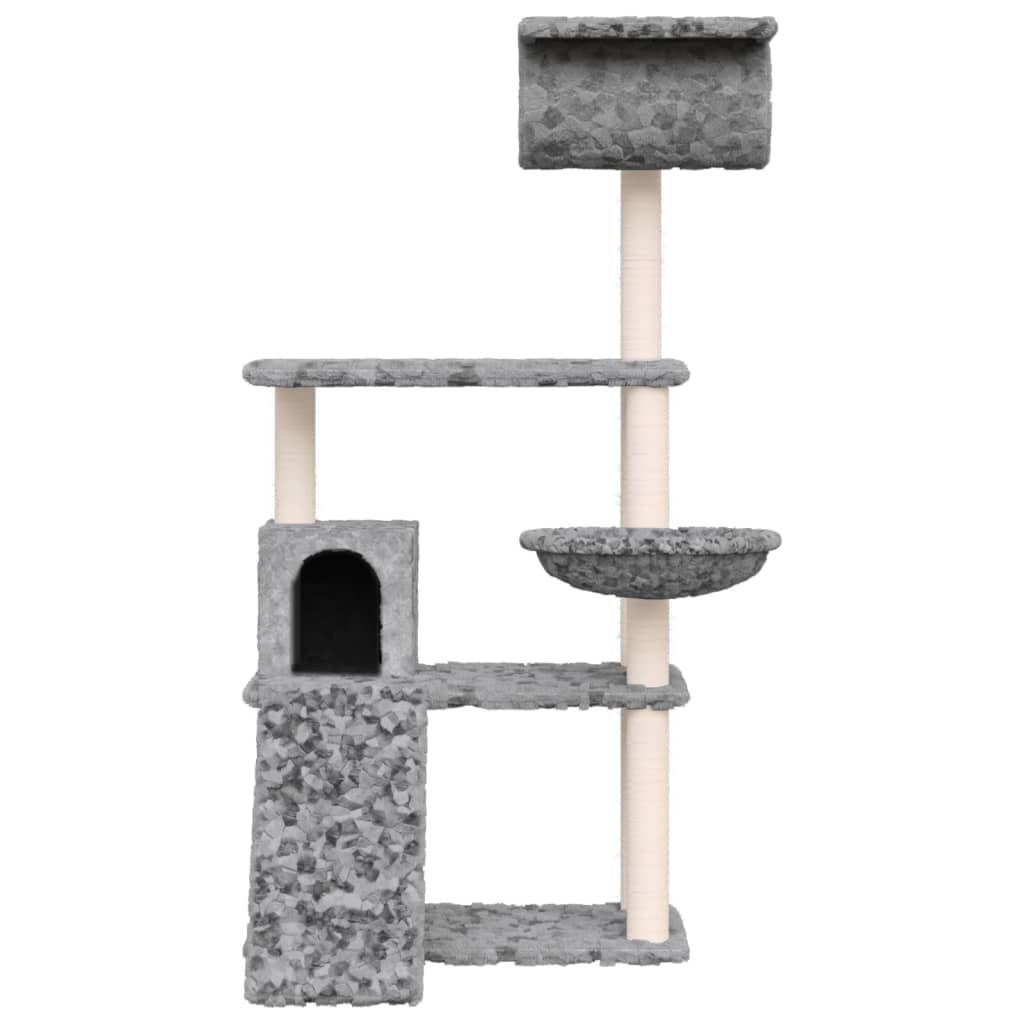Arbre à chat bois et sisal gris clair 76.5 x 70 x 131 cm - PANGIVO - Image 3