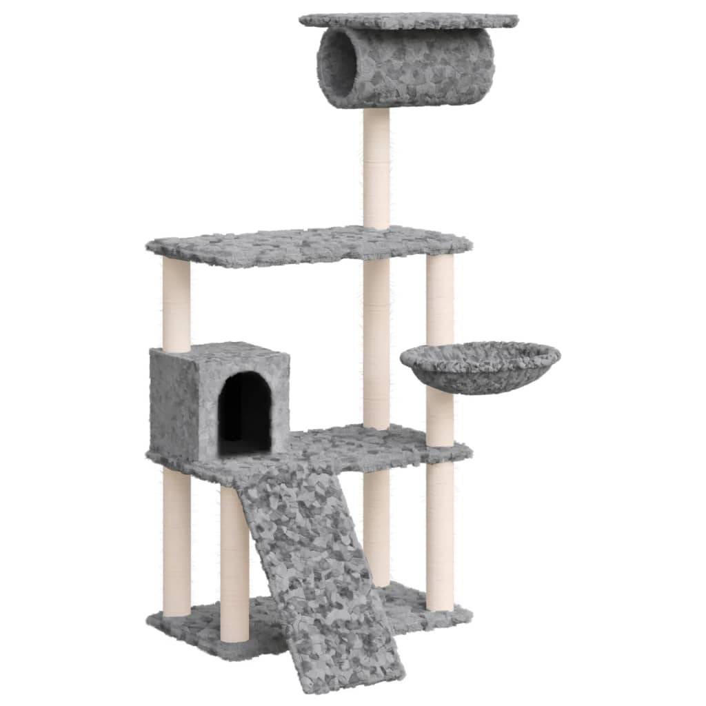 Arbre à chat bois et sisal gris clair 76.5 x 70 x 131 cm - PANGIVO - Image 2