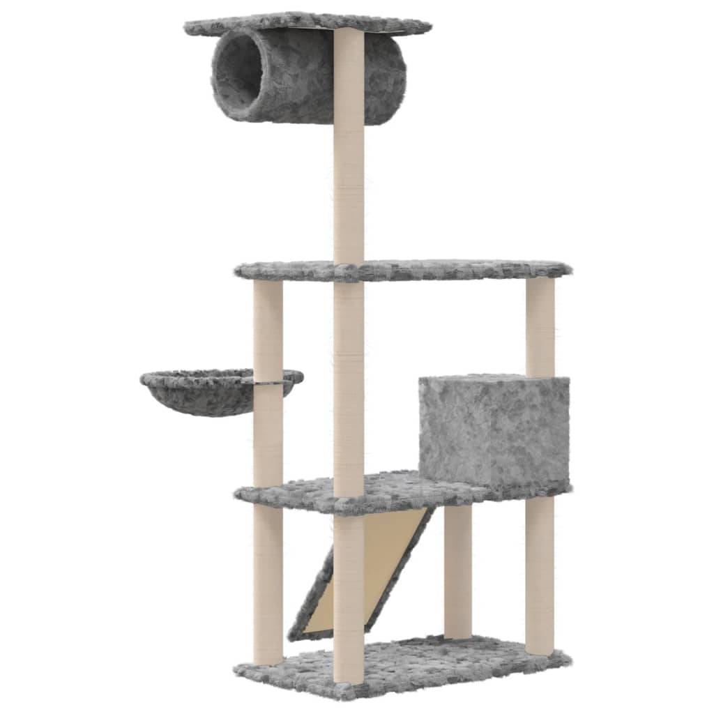 Arbre à chat bois et sisal gris clair 76.5 x 70 x 131 cm - PANGIVO - Image 5