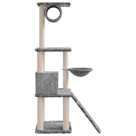 Arbre à chat bois et sisal gris clair 76.5 x 70 x 131 cm - PANGIVO - Image 4